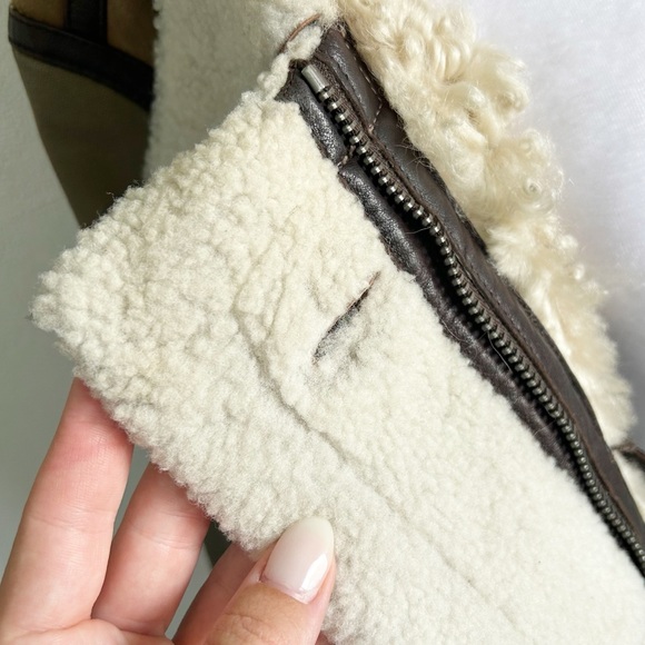Burberry Shearling Wool Tan Beige Brown Suede Coat Jacket Size 6 - Picture 15 of 16